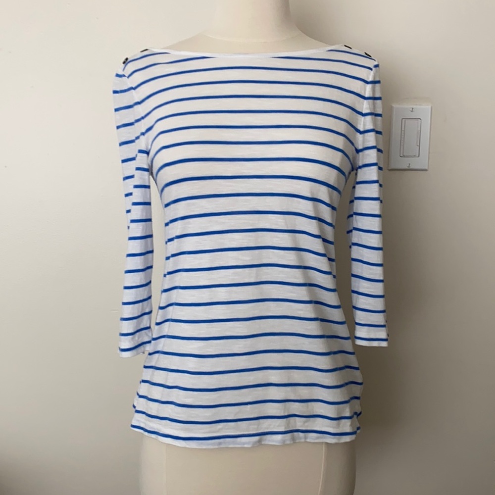 GUC Old Navy blue & white stripe 3/4 slv top, XS
